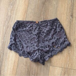 Free People Women’s Adella Lace Shorts SIZE XS Charcoal Festival Boho